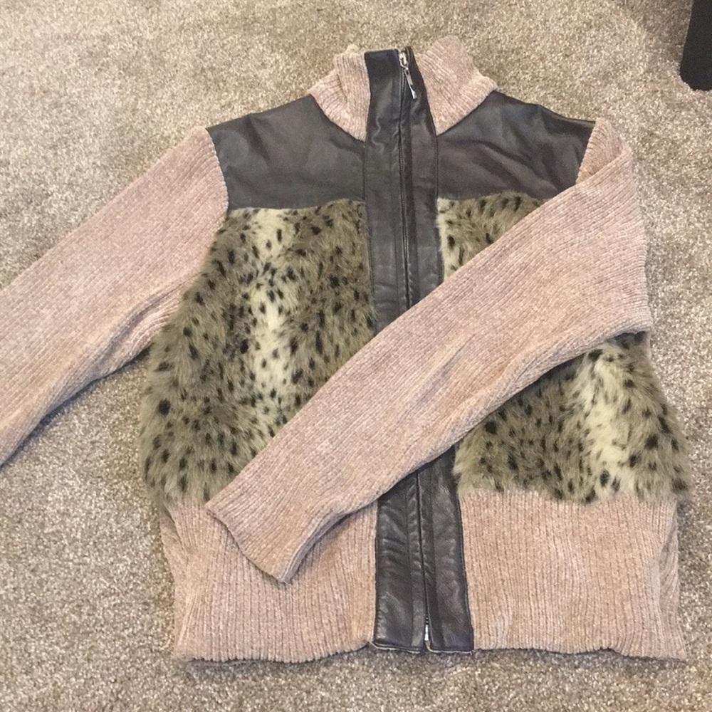 Leather/cheetah print jacket